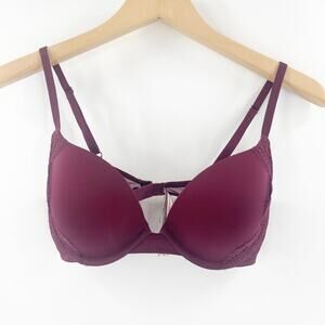VICTORIA'S SECRET Bra Size 32D Dream Angels Push Up Plum Intimates Lingerie